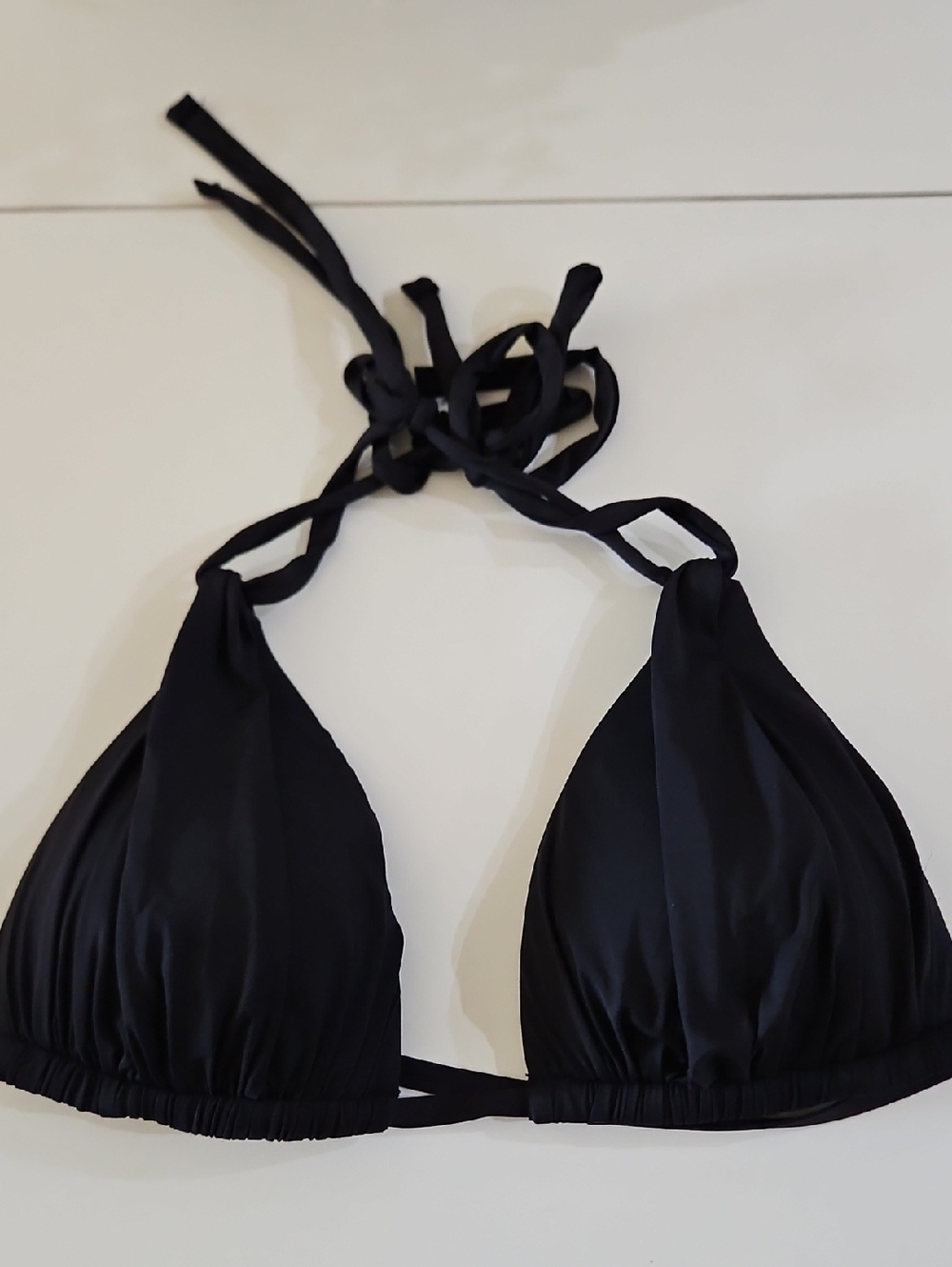 La Blanca Black Ruched Triangle Bikini Top